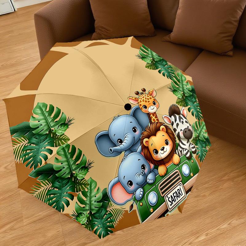 1PC Safari Jungle Umbrella-8-Rib Reinforced, Automatic Open, Lightweight & Durable, Cute Fashion Accessory for Outdoor-K1323