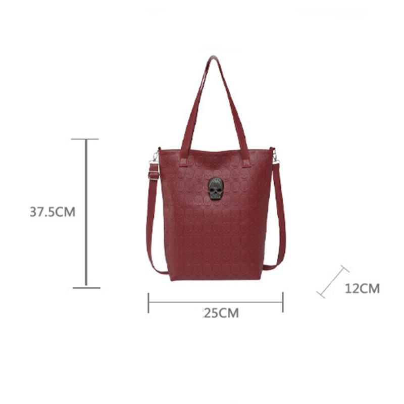 Bolso de Hombro de Gran Capacidad Bolso Tote Vintage de Calavera de Halloween para Mujer Monedero con Billetera Bolso de Mano Moderno de Cuero Sintético