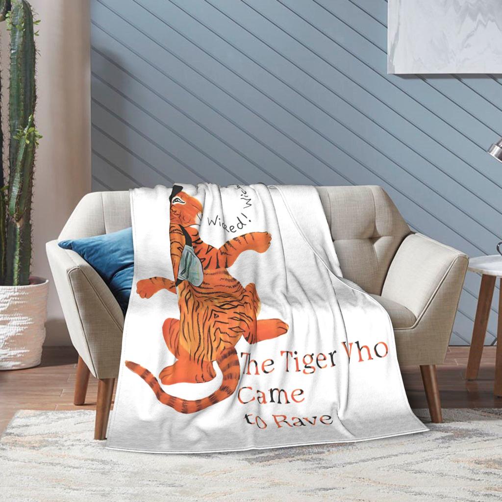 The Tiger Who Came to Tea Blankets Cartoon Book Flannel Throw Blanket Bed Sofa Portable Soft Warm Bedspreads Multi-function