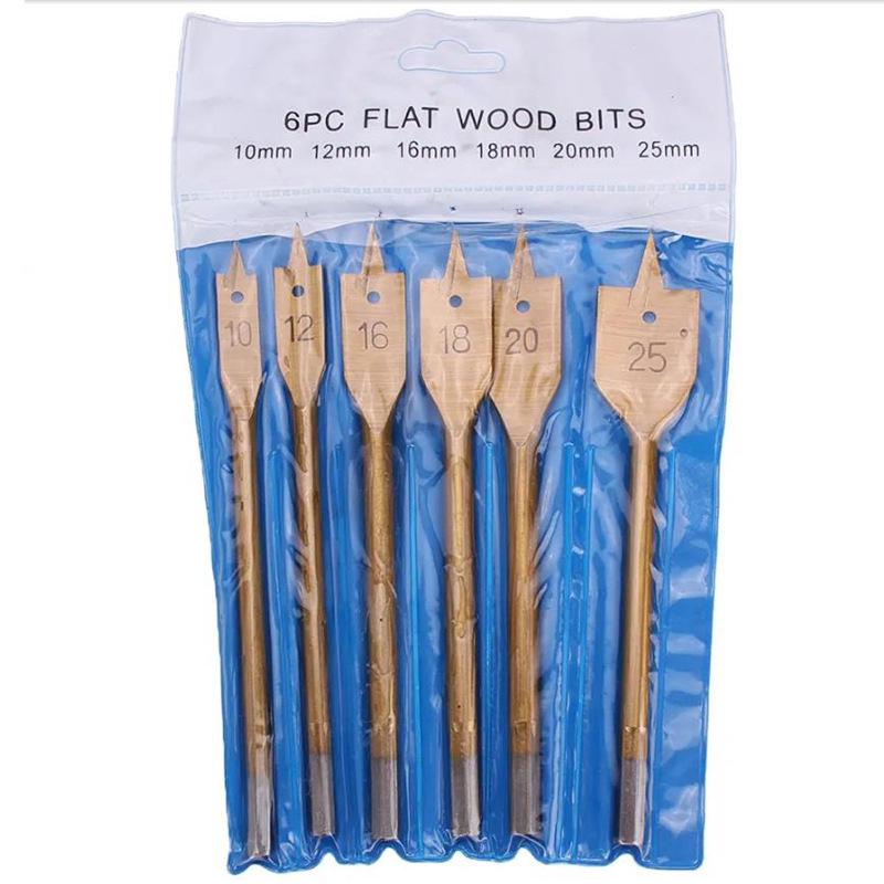 Set burghie plate pentru lemn cu coadă hexagonală, trei puncte, 10-25mm pentru lemn și plastic