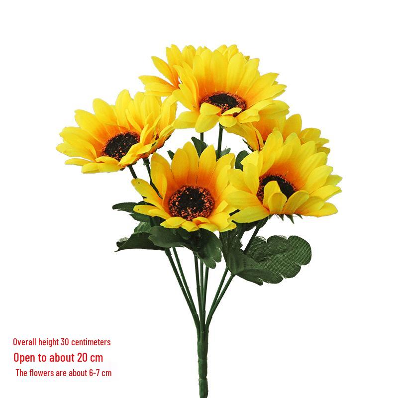 Petit Arrangement de Fleurs en Soie Tournesol pour Décoration de Salon