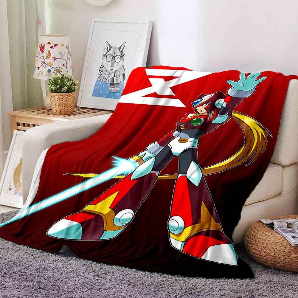 Megaman Z Heroic Pose Flannel Blanket Super Soft Warm Cozy Blanket For Sofa Bed Office Travel Allseason Home Decor Gift
