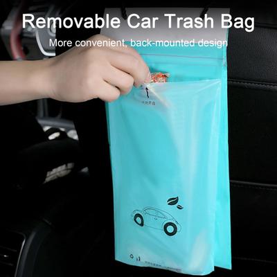 50Pcs Self-adhesive Car Trash Bag Disposable Waterproof PE Portable Large Capacity Leakproof Heavy Duty Waste Rubbish Garbage Bag Auto Supplies
