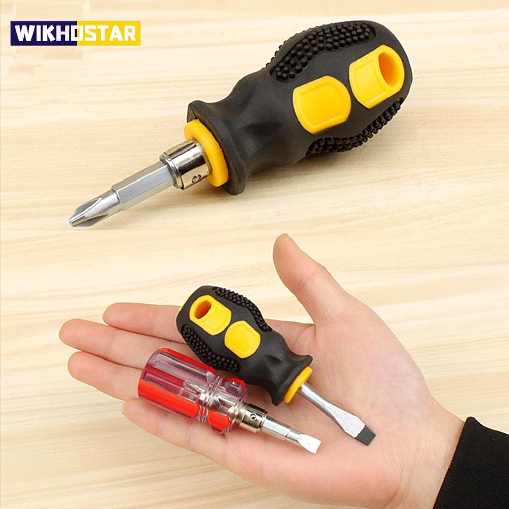 1pc Short Handle Screwdriver Set Portable Encapsulation/Crystal Radish Handles Flat Crosshead Screwdrivers For Repairing Tools