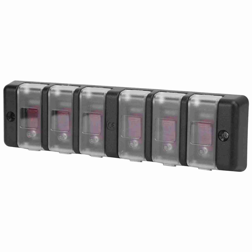 16A 6 Gang Rocker Switch Panel Circuit Breaker Overload Protector for Car Boat SUV OffRoad Vehicles