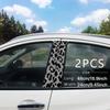 Gray-black Leopard Print 2PC Car B-pillar Protection Sticker Sunscreen Waterproof Scratch-proof Car Decoration Decal One-time