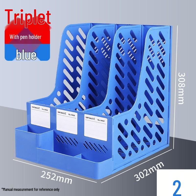 Three-Column Office File Rack: Multi-Layer Thickened Organizer for Study Supplies and Archive Folders
