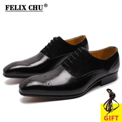 Modne męskie buty Oxford FELIX CHU ze skóry naturalnej, zamszowe, z czubkiem, wizytowe, do stylu Business Casual, na wesele, formalne