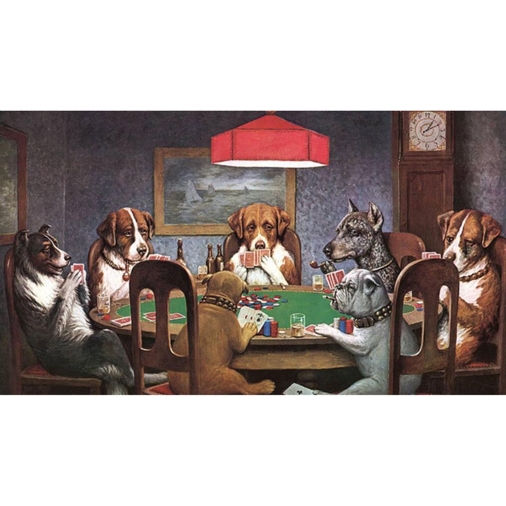 Tapestry dogs playing classic poker