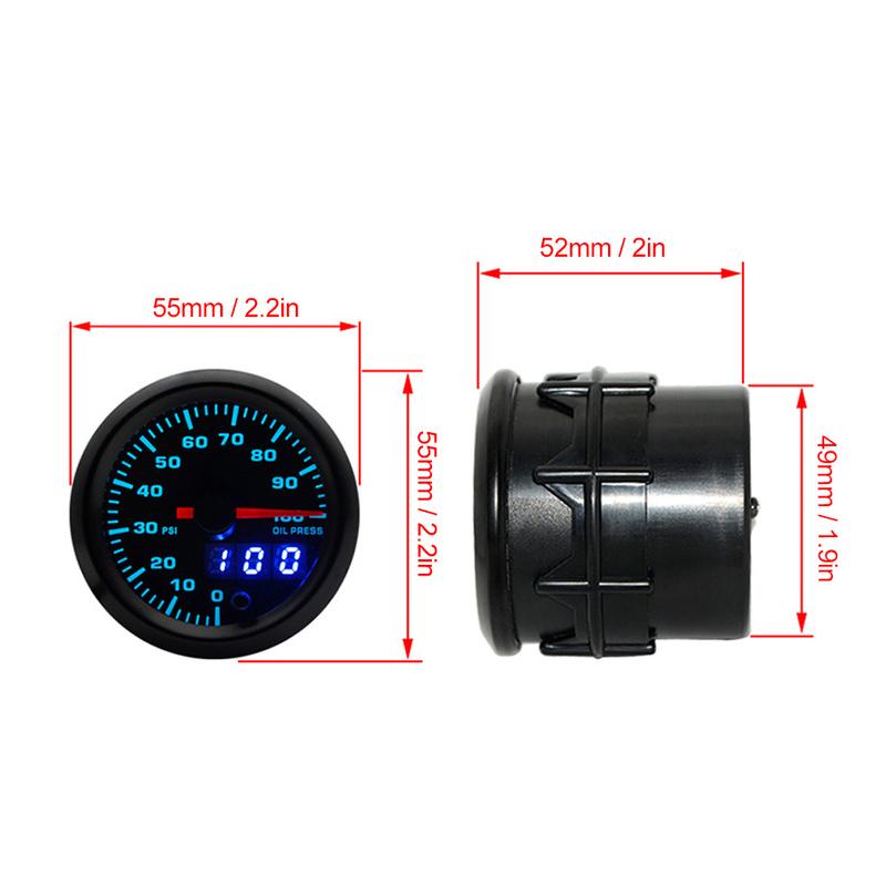 2in 52mm Oil Pressure Gauge Meter Pointer Digital Display with Stepper Motor