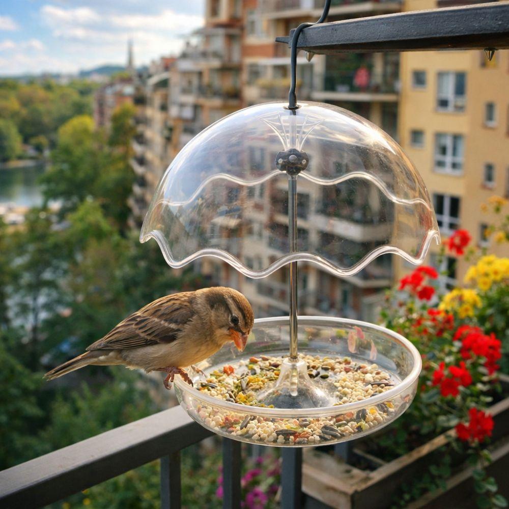 Open Platform Hanging Bird Bath Transparent Hummingbird Feeder Umbrella Bird Feeder  Yard