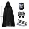 Set Costume Mietitore di Ossa di Halloween con Mantello Nero, Mantellina e Falce per Bambini e Adulti