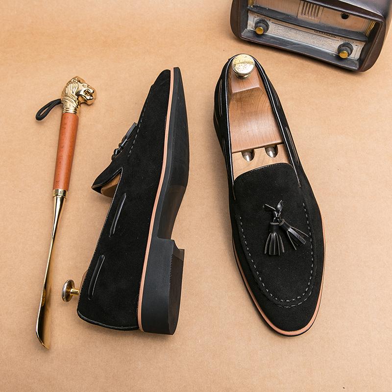 Mode Herrenschuhe Lässige Business Slipper Schwarz Grün Bequem Leicht Modisch Mattleder Schuhe Gesellschaftsschuhe Größen 38-46