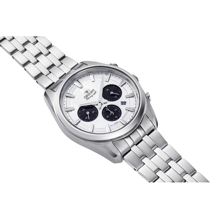 Orient Stretchto Solar Chronograph 40mm White Dial Steel Strap Men's Watch RA-TX0305S10B