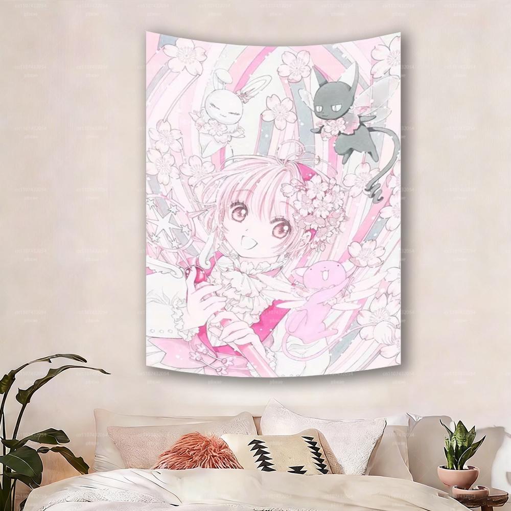 Anime-Mädchen Cartoon Wandteppich Kunst Wandbehang für Wohnheim Schlafzimmer Nachttisch Mietwohnung Wandhintergrund Dekor