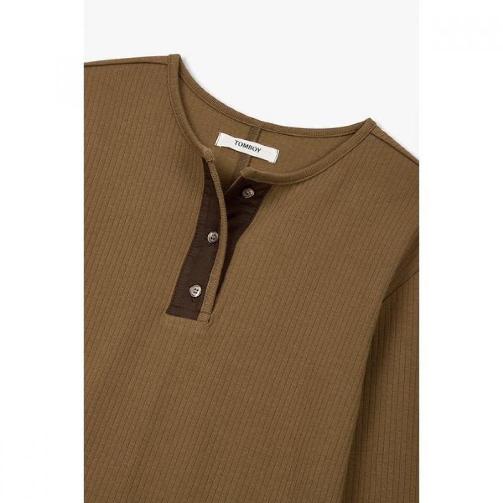 STudio Tomboy Rib Colorblock Henley Long Sleeve T shirT 9106122103 