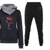 Women's Heartbeat Print Hoodie & Sweatshirt Sportswear Set - Spring/Autumn Casual Style