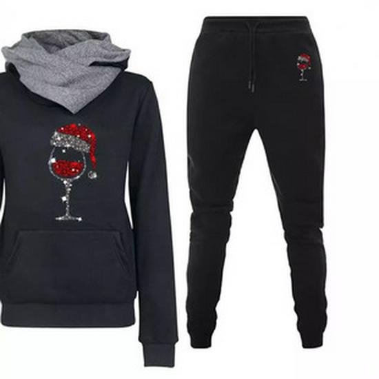 Women's Heartbeat Print Hoodie & Sweatshirt Sportswear Set - Spring/Autumn Casual Style