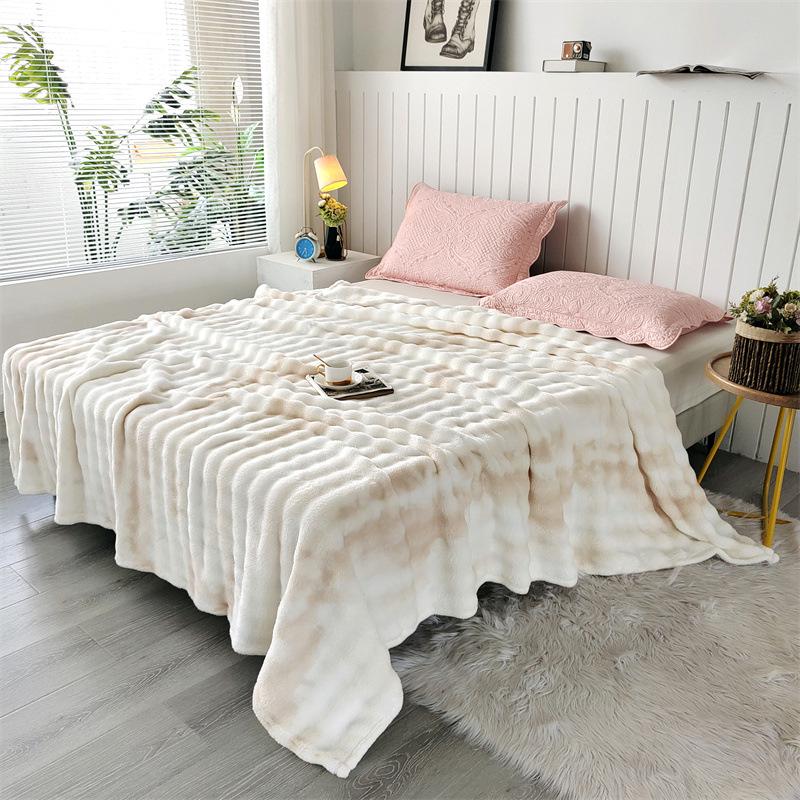 Cross-Border Ink Painting Double-Sided Flannel Blanket Shawl