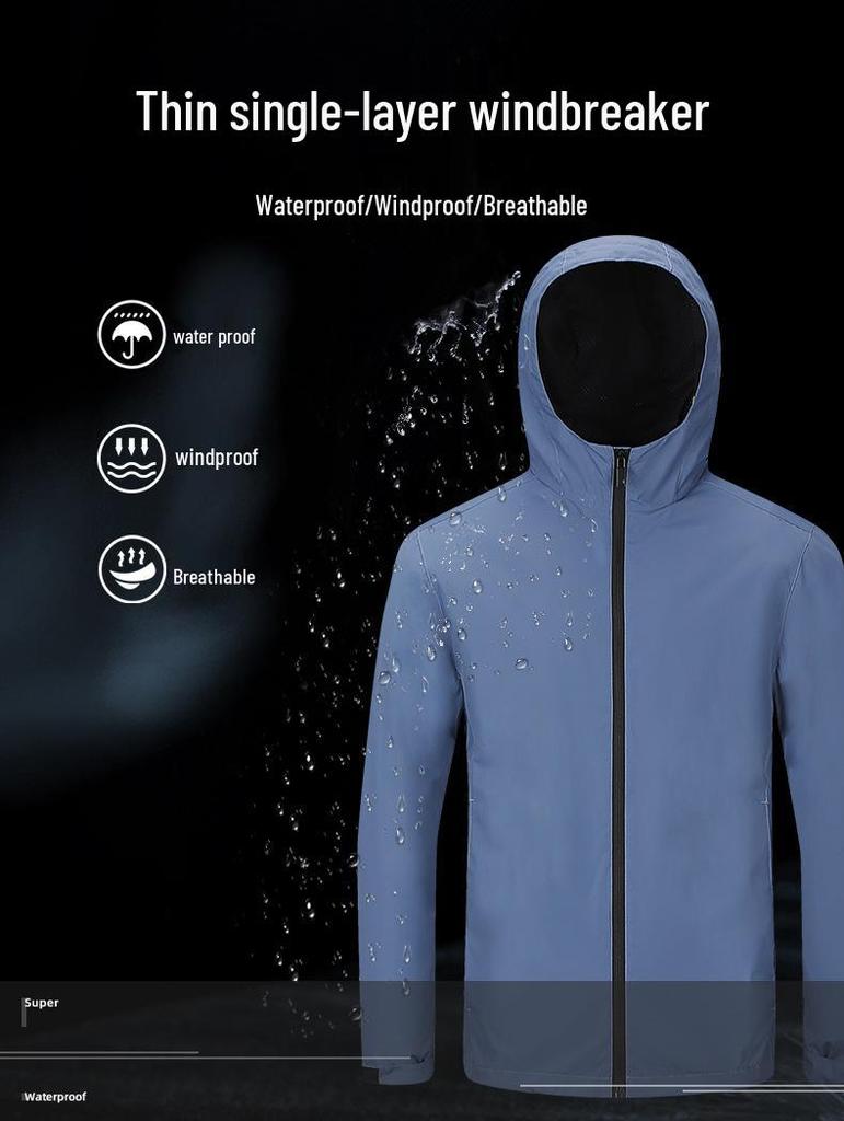 Unisex Lightweight Waterproof Windbreaker: Breathable, Mesh Lined, Windproof Jacket for Spring/Autumn.