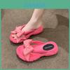 Stylish Pink And Black Women's Casual Flip Flops With Bow Knot Thick Sole Design