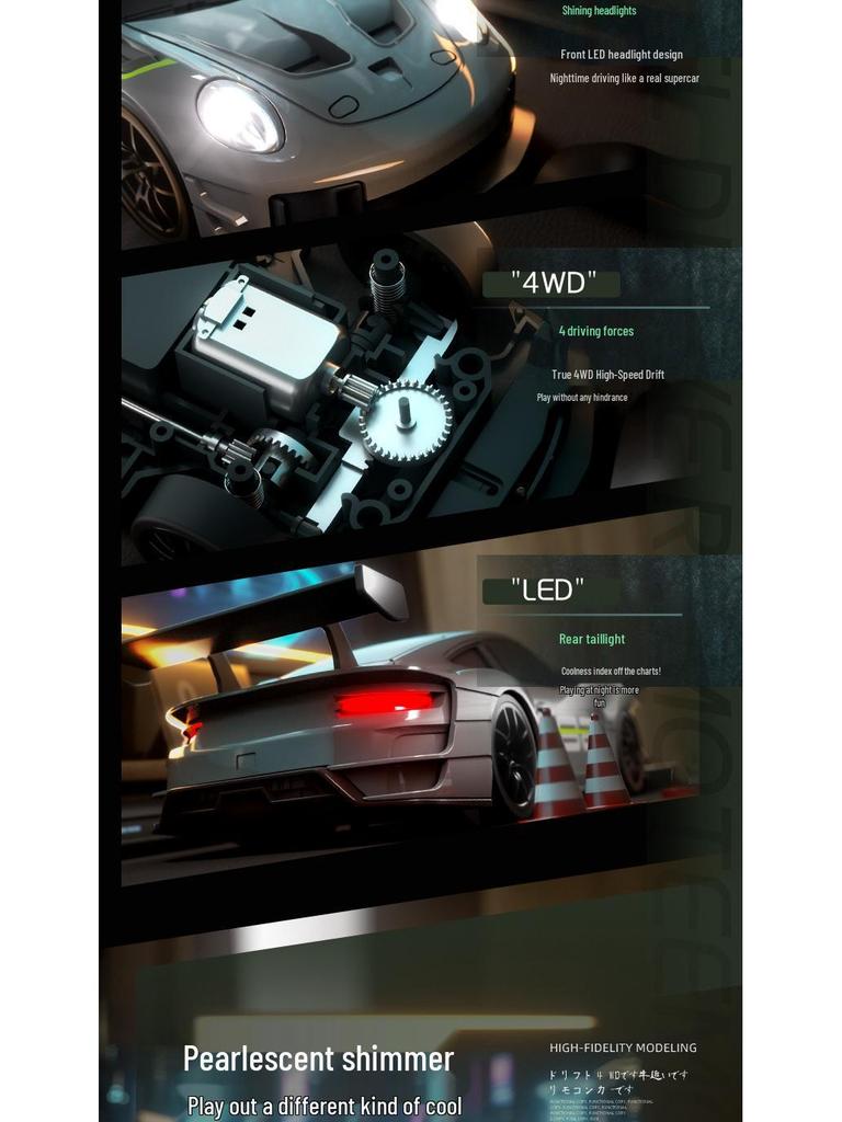 High-Speed RC Drift Car: Four-Wheel Drive, Electric Lights, Remote Control Racing Toy for Kids