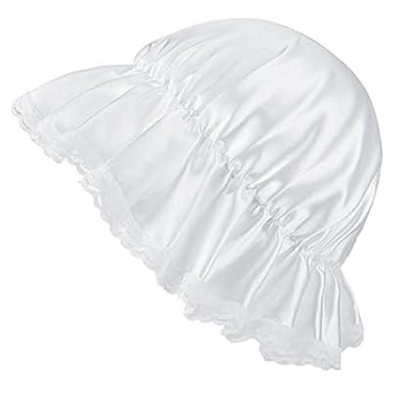 

3 Pcs/Set Colonial Costume Set for Maid Cosplay White Apron Bonnet Shawl Caps Halloween Colonial Costume Accessories