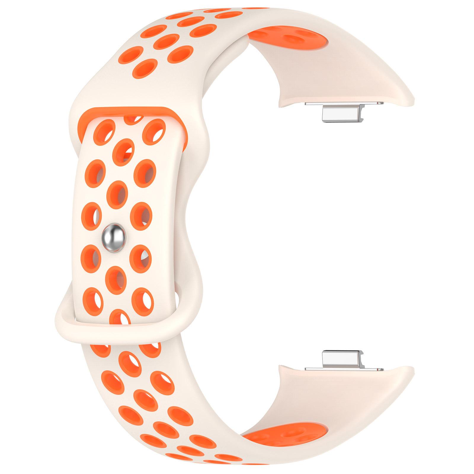 

For Xiaomi Mi 8 Pro Replacement Band Dual Color Silicone Watch Strap White/Orange