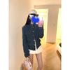 Women's French Chic Blue Denim Jacket - Old Money Style, Petite Short Top, Fall 2025