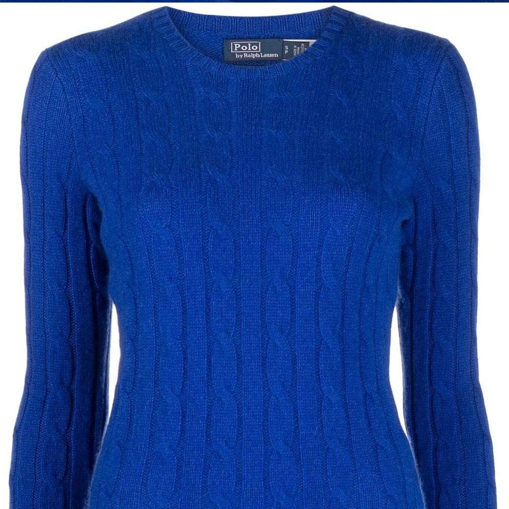 Polo Ralph Lauren FW22 Solid Color Crew Neck Knit Sweater Women sweater Blue 211880516-016