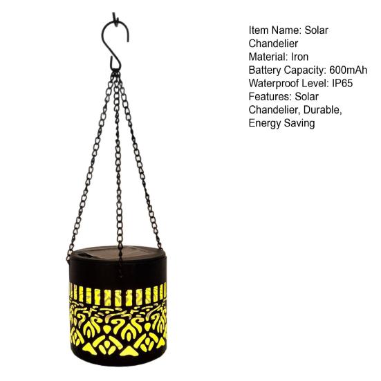 Solar Chandelier Iron Hollow Pattern Outdoor Solar Light