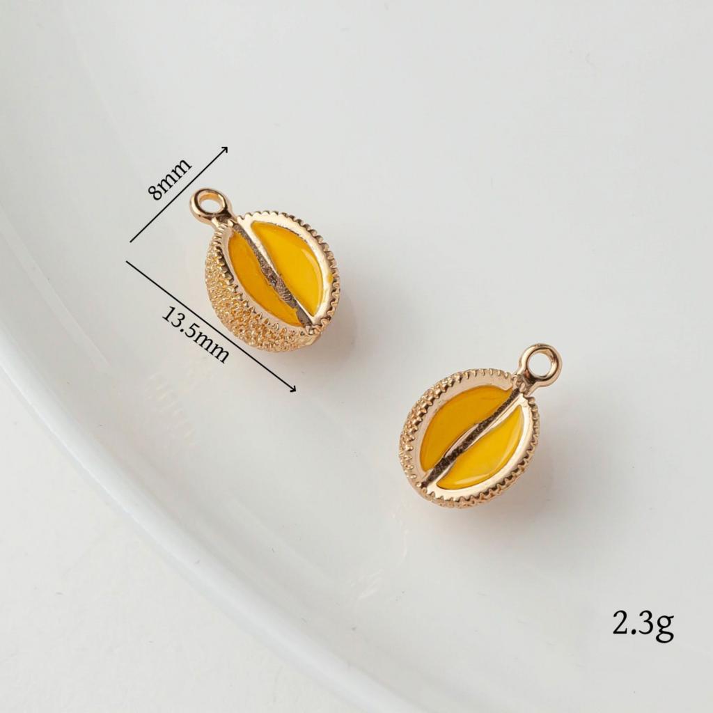 2 PCs Brass Charms 18K Gold Plated Fruit Enamel Pomegranate Peach Strawberry Apple Pendants For DIY Necklace Jewelry Making