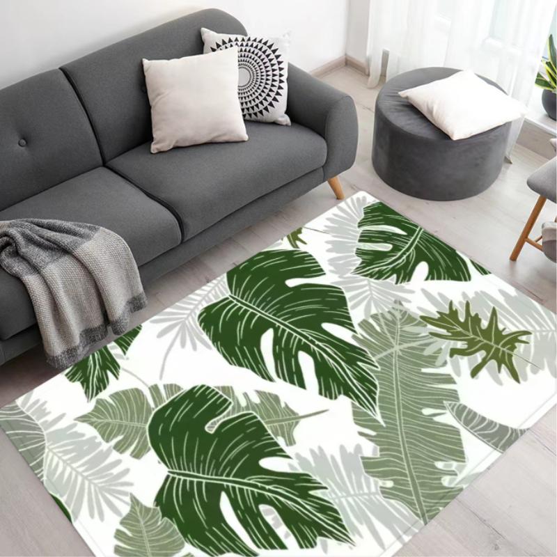 Tropical Plant Green Leaf Floor Mat Home Kitchen Living Room Decoration Antifouling Carpet Bedroom Room Simple Corridor Door Mat