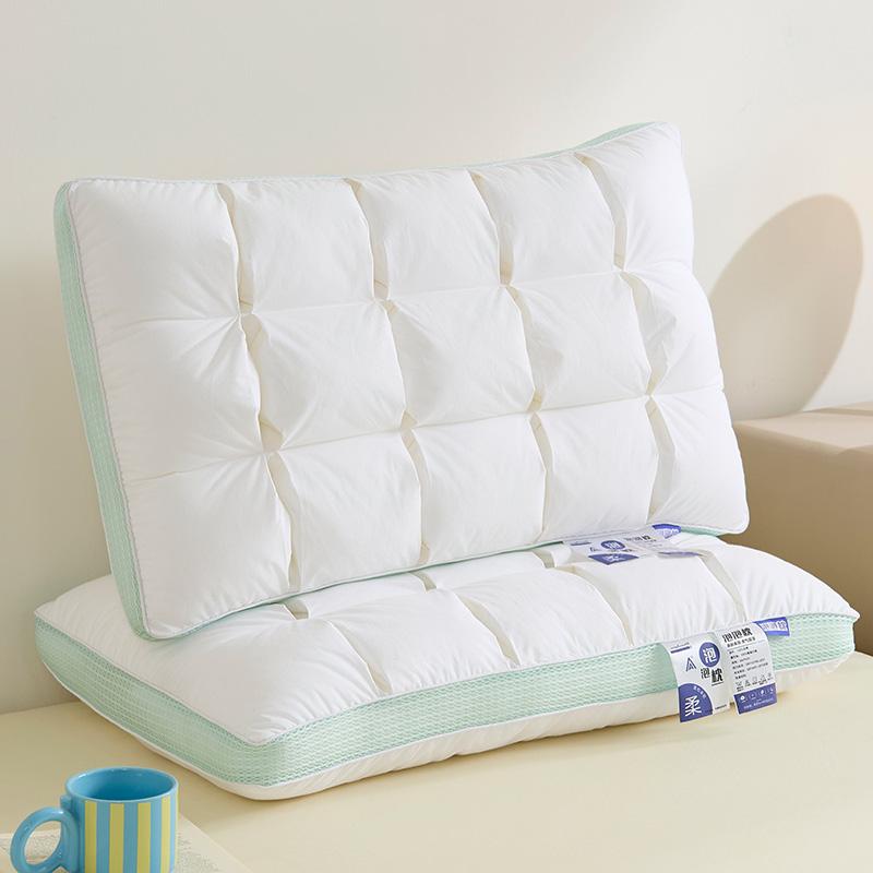 Yongyouwan all cotton three-dimensional green bubble pillow, fluffy and breathable checkered bread pillow core, student adult sleeping pillow core