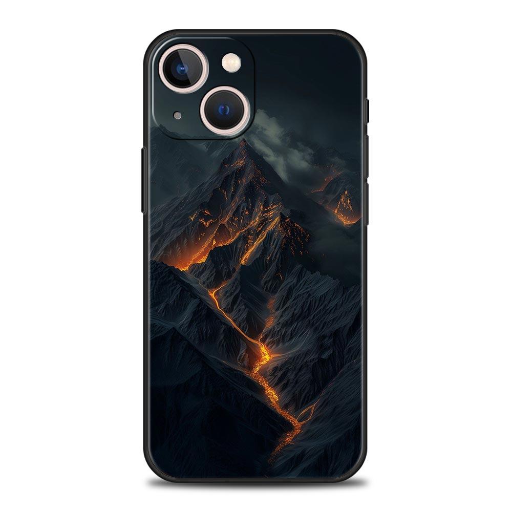 Black Mountain Peak Phone Case Cover for iPhone 17 16 15 14 13 12 11 Pro Max 17 Air Plus Shockproof Soft TPU Shell Fundas Capas