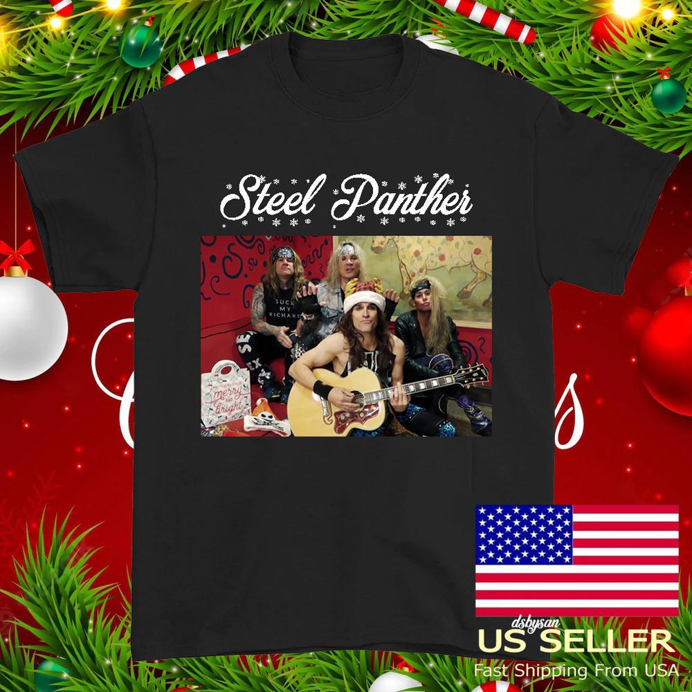 

HOT Steel Panther Christmas poster black Tshirt short sleeve S to 5Xl XA10 Unisex T-Shirt XL