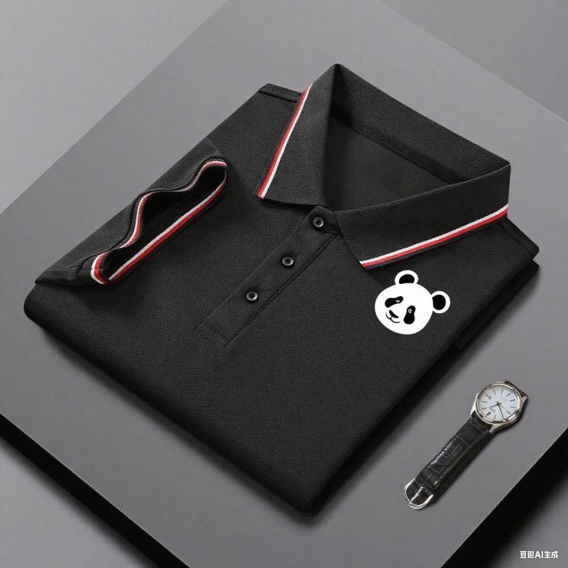Polo Shirt Short Sleeve Lapel Button T-Shirt Men's Summer Polo Shirt Business High-end Explosion Light Luxury Office Solid Color