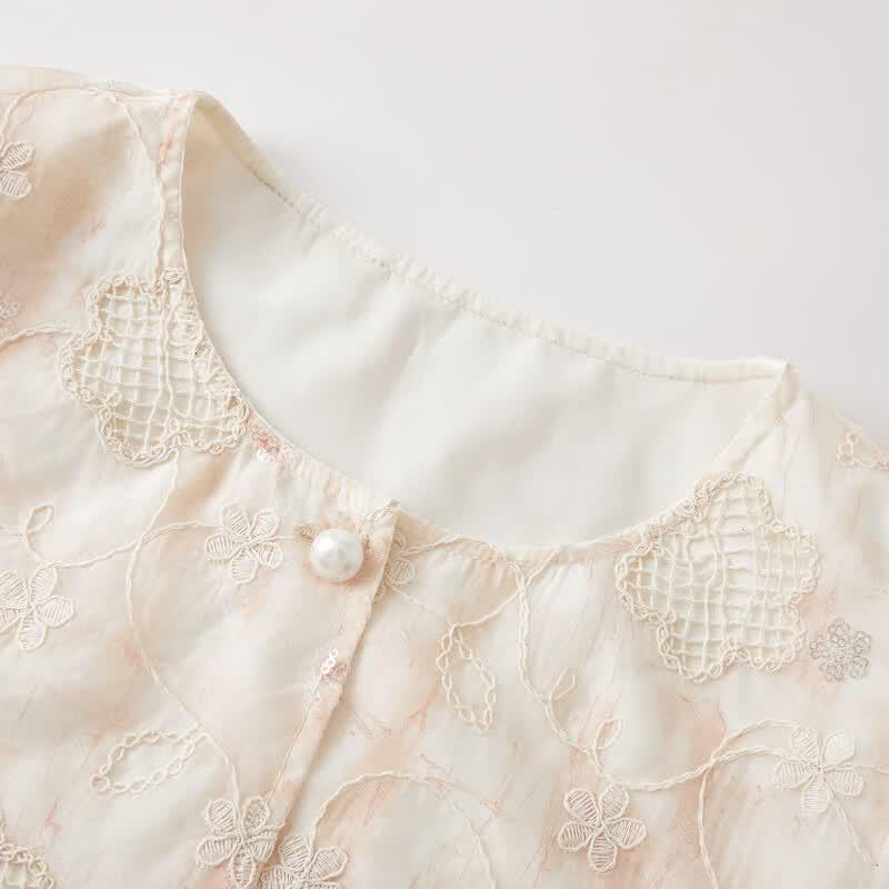 Lace Trim High-Waist A-Line Skirt Two-Piece Set