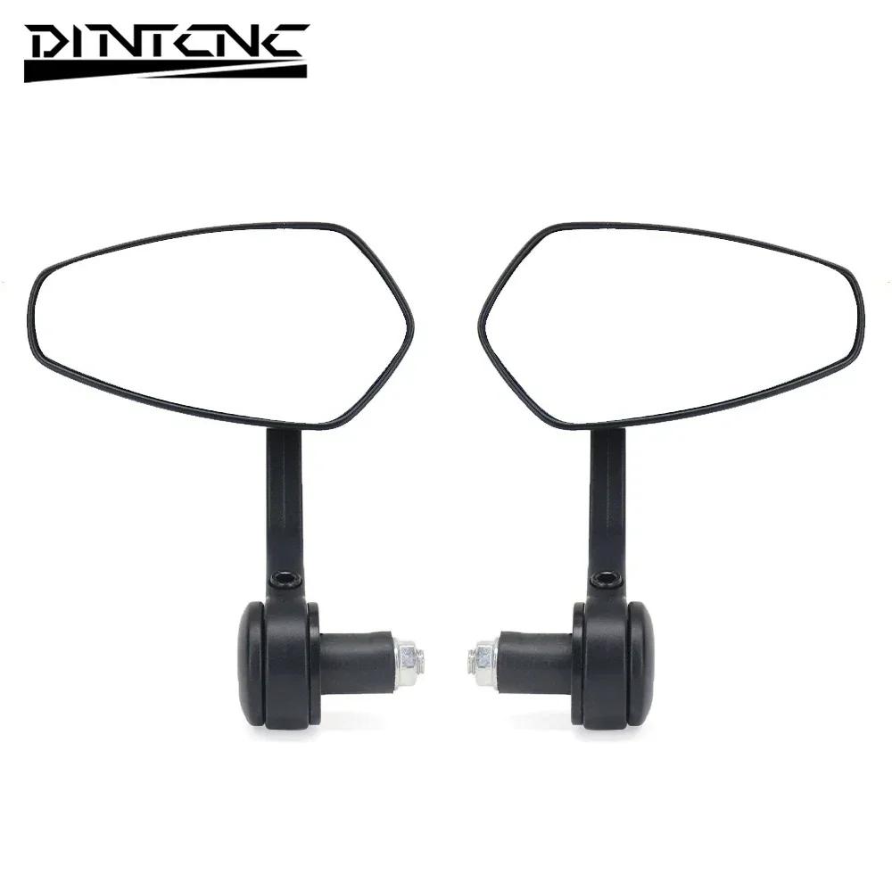 Motorcycle Scooter Universal Handlebar End Mirror Aluminum Flip Accessories Blue Light Anti-Glare Glass Left Right Side Mirrors
