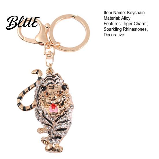Oxidation-resistant Keychain Pendant Sparkling Rhinestones Tiger Shape Charm Key Strong