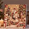 5D Pearl Painting Kit Framed with Christmas Nutcracker on Rocking Horse Design Sparkling Bead Art Canvas DIY Relaxing Craft for Wall Decor Gift