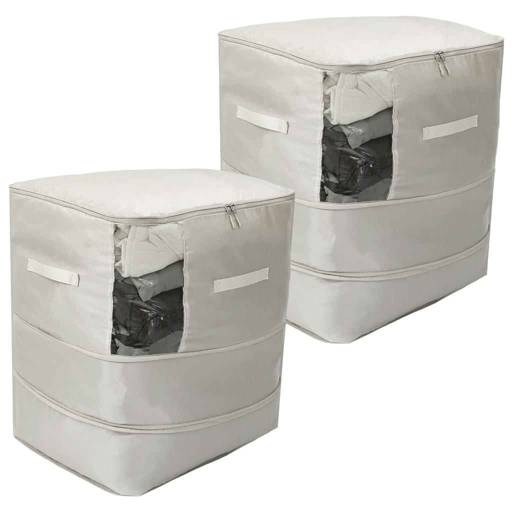 2Pcs Large Capacity Compression Organizer Cube Dustproof Foldable Storage Bag with Transparent Window Household Bedding Storage