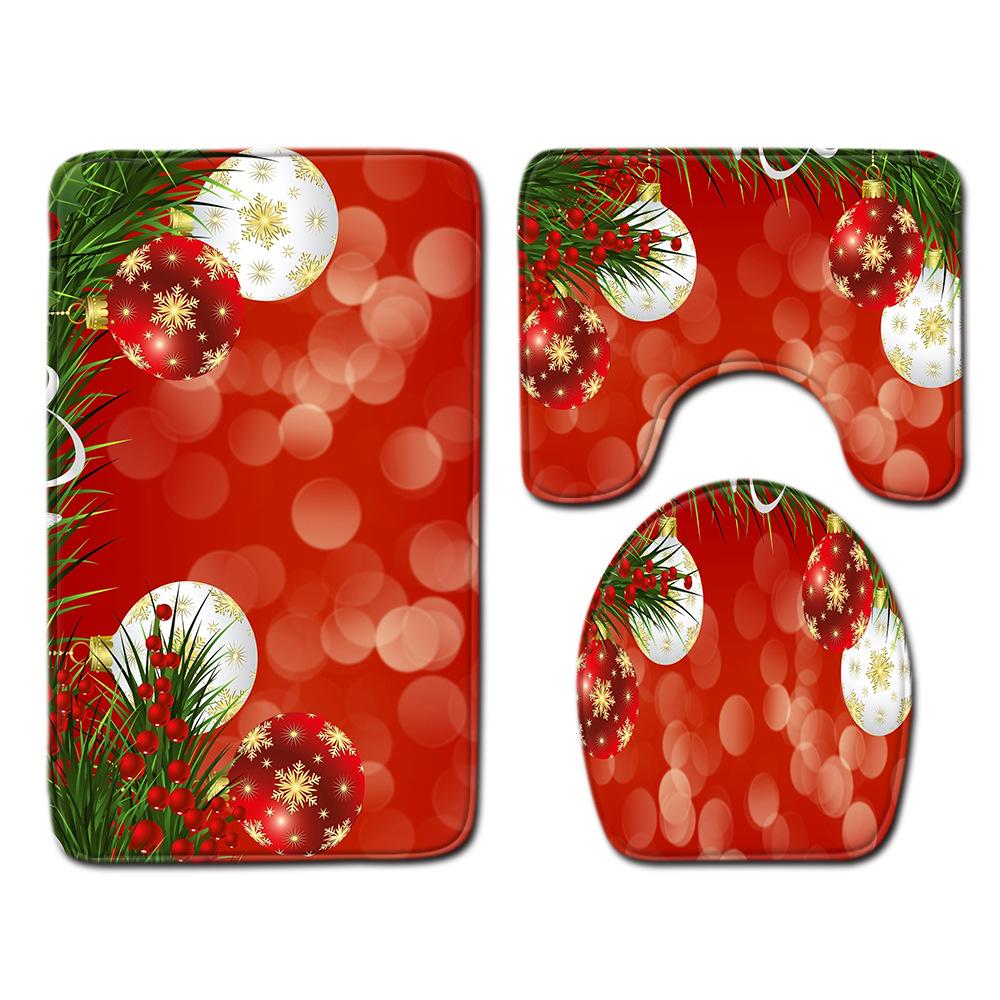 Christmas Bathroom Floor Mat Toilet Three-Piece Set
