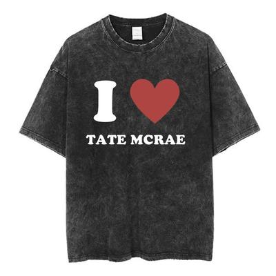 T-shirt Merch de Tour d'Album Trendy Tate Mcrae Greedy Homme Femme Vintage Délavé Manches Courtes Oversize Décontracté Top