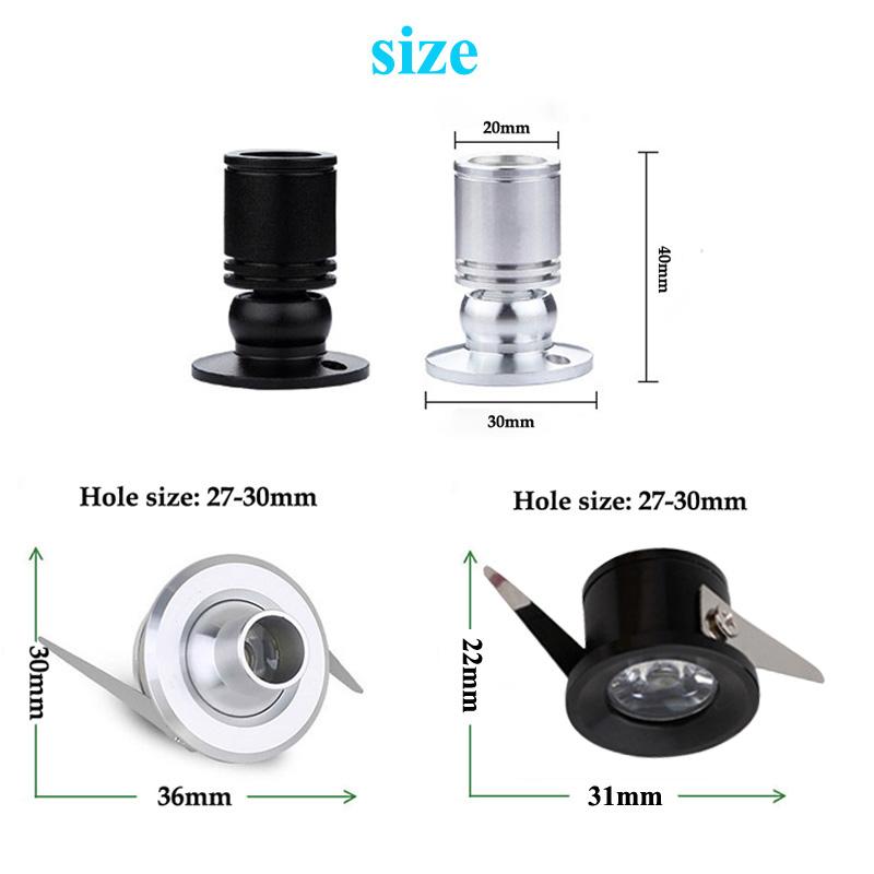 Dimmbare LED-Spots LED-Deckenleuchten Silber Schwarz 1W 3W Glühbirnen für Schrank Arbeitsplatte Vitrine AC110V 220V