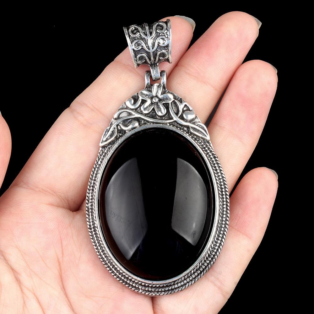 ET of gemtone crystal agate semi-precious stone alloy inlaid gemstone pendant, jewelry