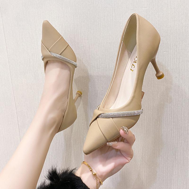 

High heels women s stiletto 2024 new white pointed niche high sense professional work high heels bridesmaid shoes 35