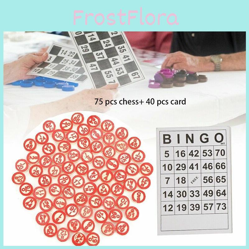 40+75 Bingo Entertainment Set For Children With 40 Bingo Cards And 75 Checkers