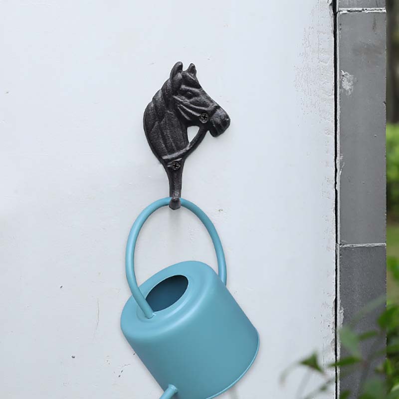 WTEMPO Cast Iron Retro Horse Shaped Hooks Wall-mounted Decorative Hooks Household Coat and Hat Hooks Outdoor Indoor Use Yard Garden Farm Villa Hooks