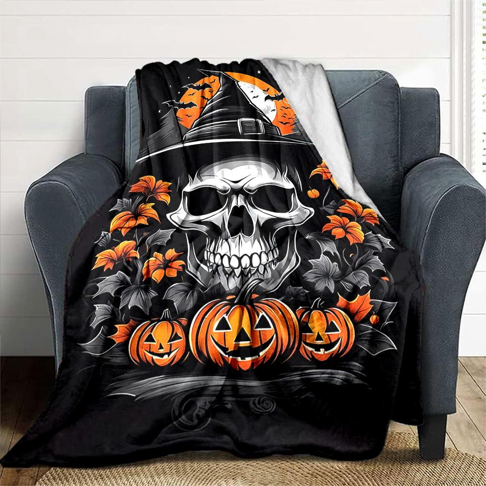 1pc Halloween pumpkin Throw Blanket Soft Flannel, Cozy All Season Polyester Perfect for Home, Office